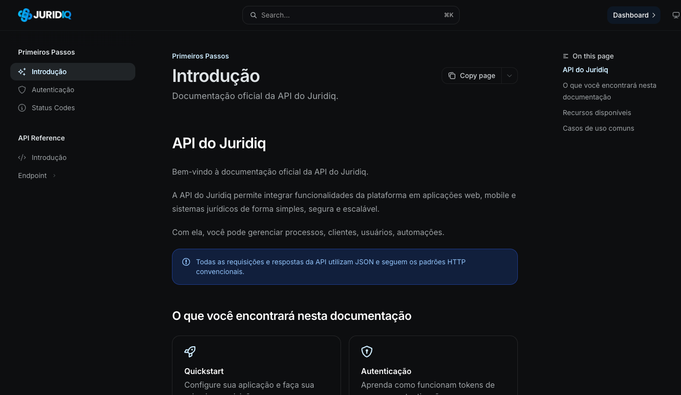 Documentação da API do Juridiq